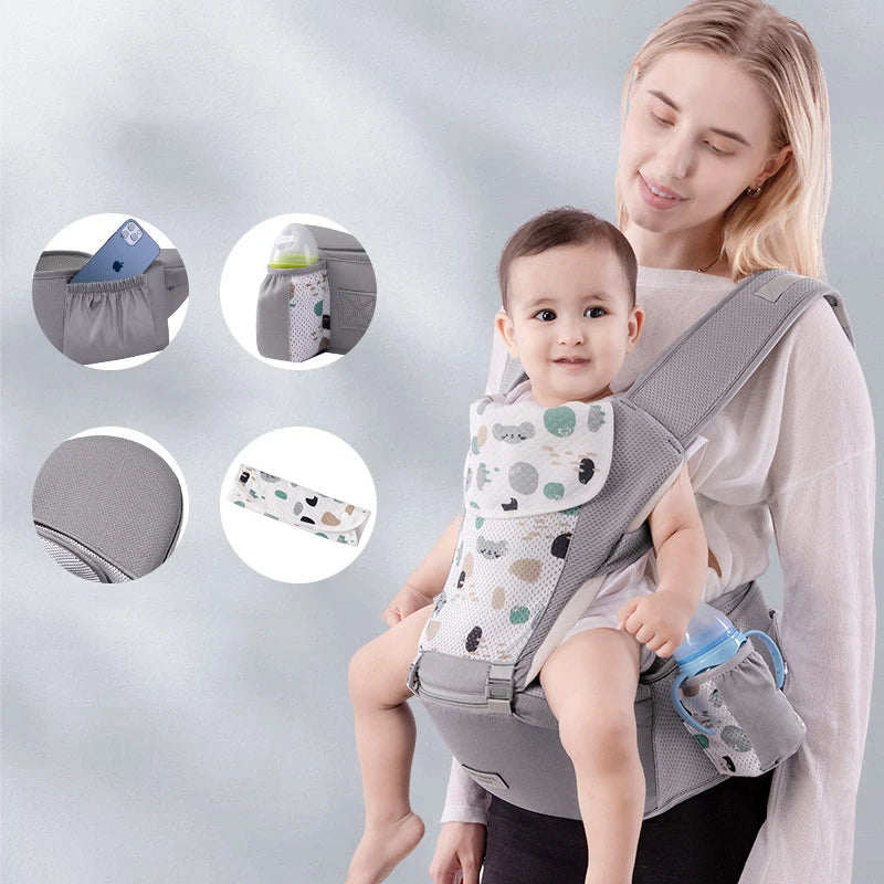 All-season baby carrier with supportive structure and multiple carry options