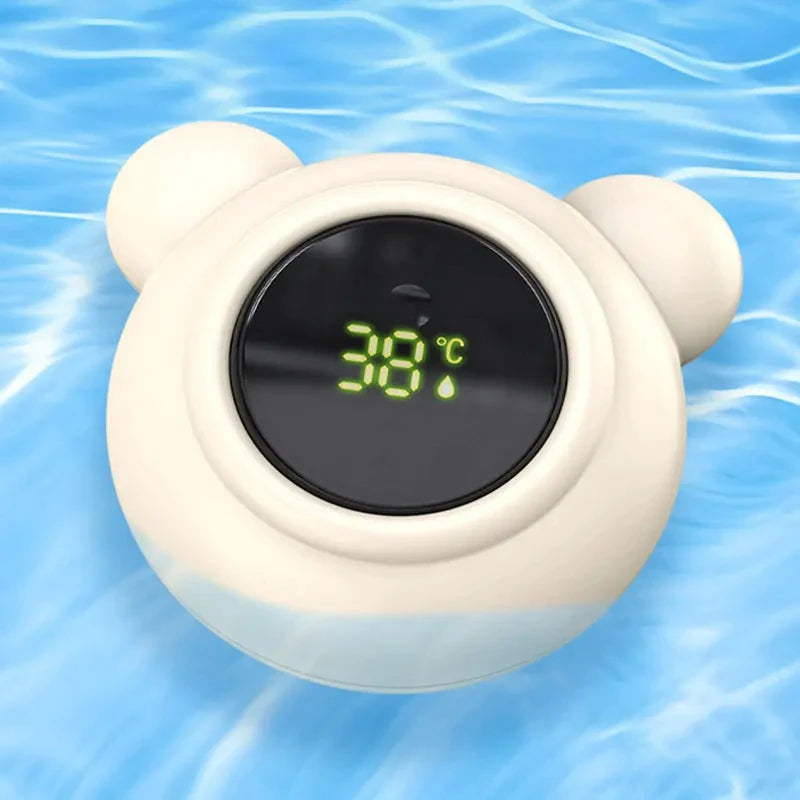 Bear digital bath thermometer floating in water