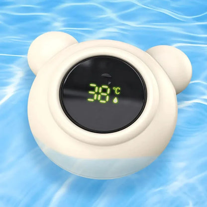 Bear digital bath thermometer floating in water