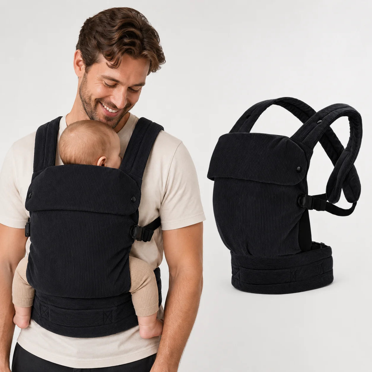 Cross-Shoulder Pure Cotton Baby Carrier — Front & Back Carry with Waist Support