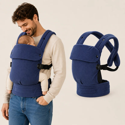 Cross-Shoulder Pure Cotton Baby Carrier — Front & Back Carry with Waist Support