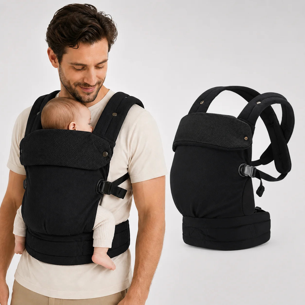 Cross-Shoulder Pure Cotton Baby Carrier — Front & Back Carry with Waist Support
