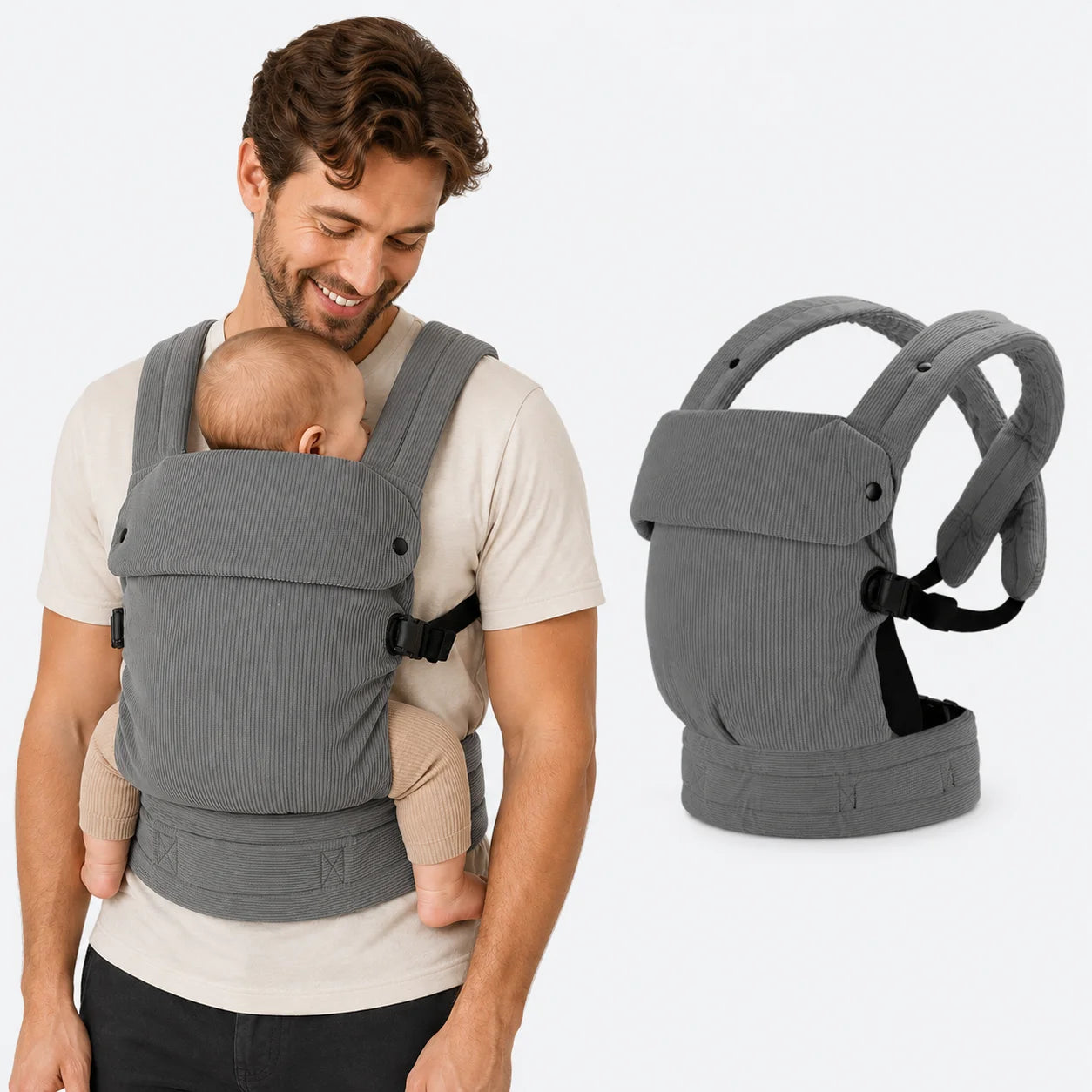 Cross-Shoulder Pure Cotton Baby Carrier — Front & Back Carry with Waist Support