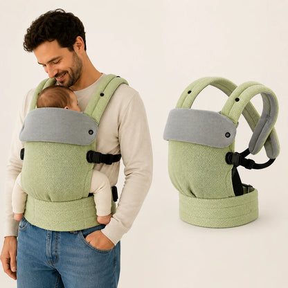 Cross-Shoulder Pure Cotton Baby Carrier — Front & Back Carry with Waist Support