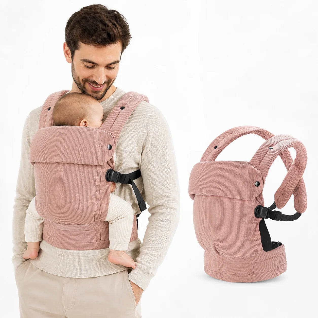 Cross-Shoulder Pure Cotton Baby Carrier — Front & Back Carry with Waist Support