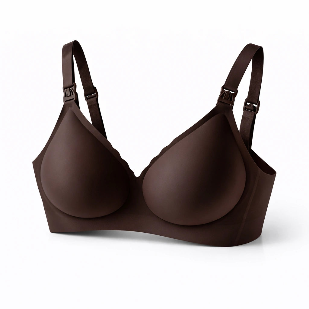 Seamless wire-free maternity bra in brown