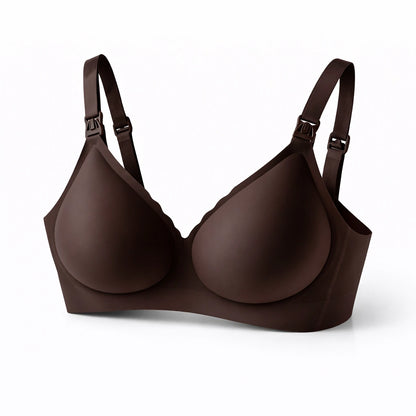 Seamless wire-free maternity bra in brown
