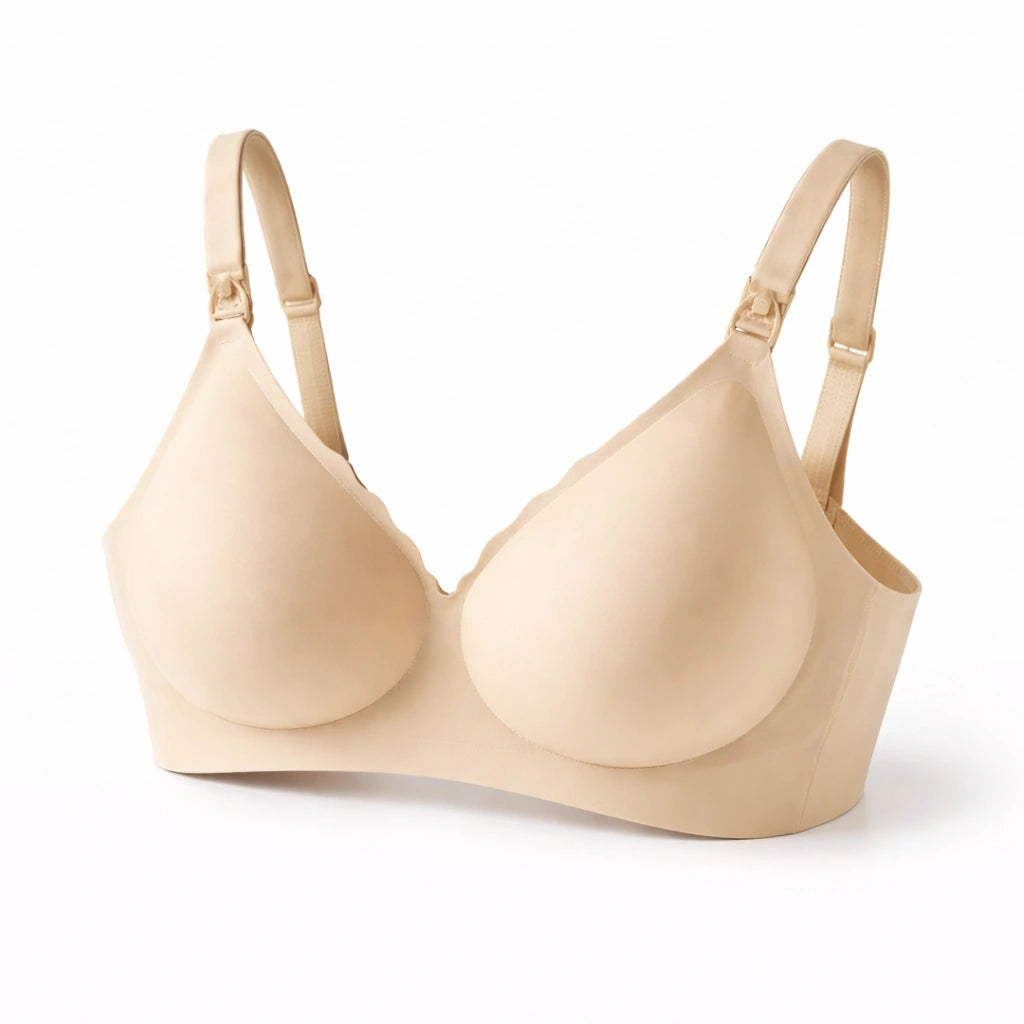 Seamless wire-free maternity bra in nude