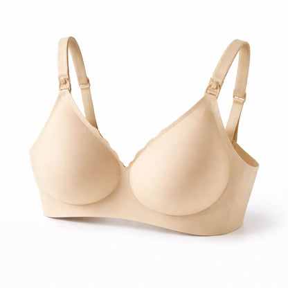 Seamless wire-free maternity bra in nude
