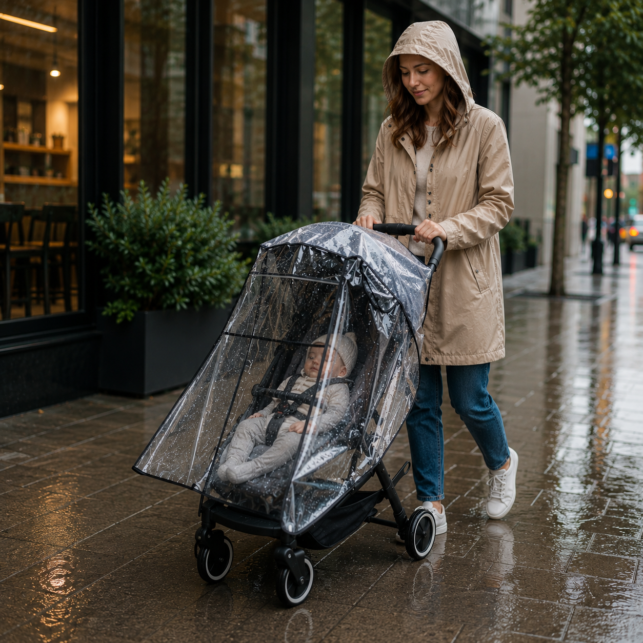 Stroller Rain Cover - Universal Fit Clear and Windproof