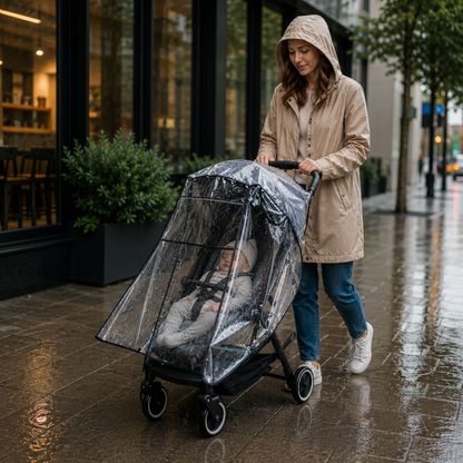 Stroller Rain Cover - Universal Fit Clear and Windproof