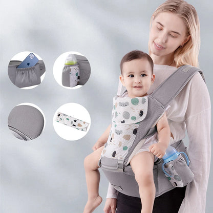 All-season baby carrier with supportive structure and multiple carry options