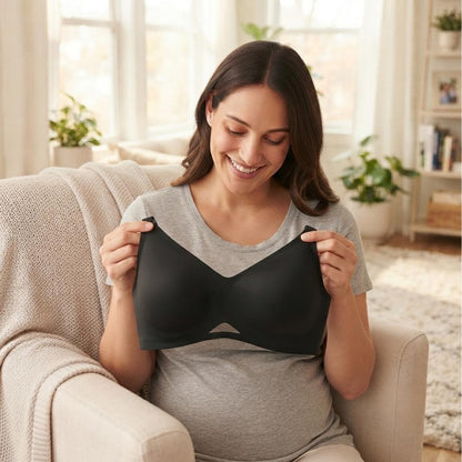 black-coloured wire-free maternity bra, display