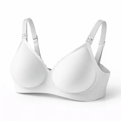 seamless maternity White bra on a white background